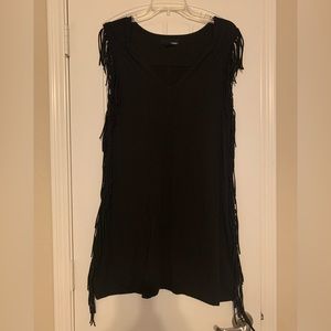 Forever 21 Western Inspired Black V-Neck Sleeveless Stretchy Mini Dress l Large